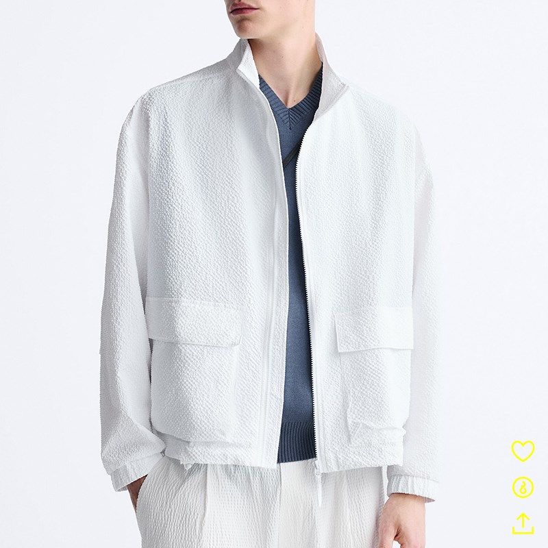 柜499!新款男装口袋饰泡泡纱夹克ZA8281330 250男士薄款宽松外套,男装,夹克,淘宝优惠券,粉丝福利购,淘宝优惠卷