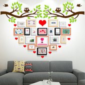 公司照片墙装 饰挂墙相框组合创意相片墙亚克力爱心自粘心形照片树