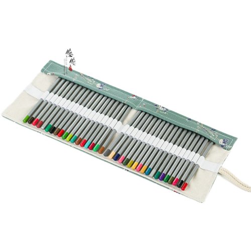 大容量花色小清新帆布收纳48色铅笔彩色笔学生文具包笔袋文具盒