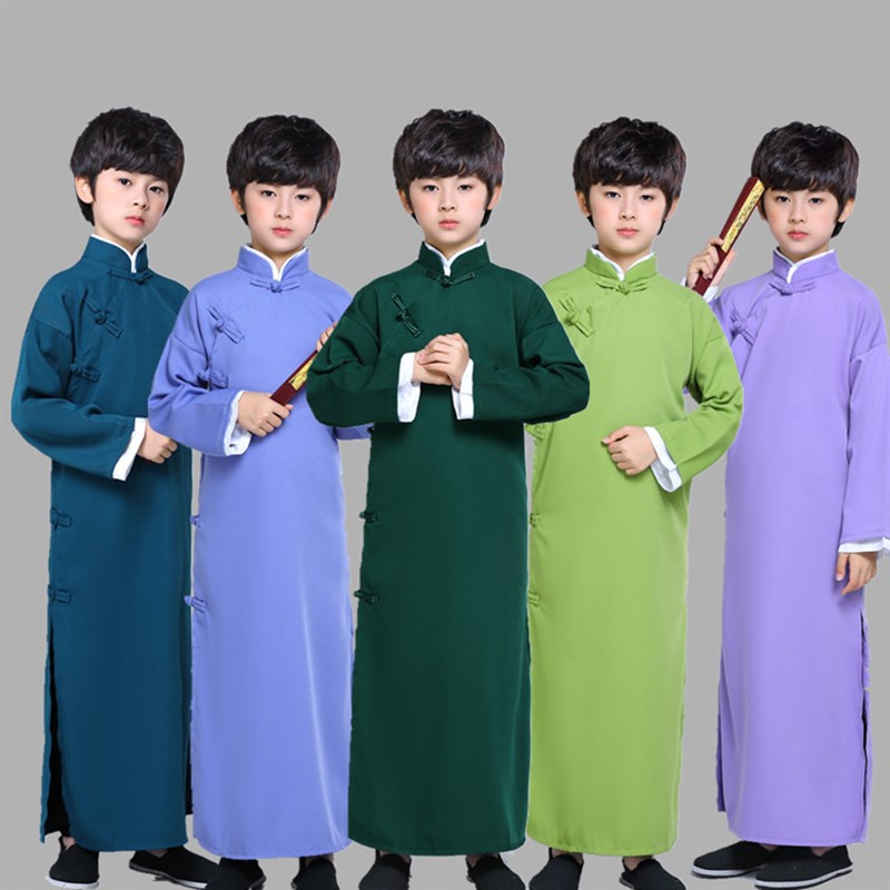 儿童相声大褂男女民国长衫学生装中式长袍马褂中国风快板演出服装