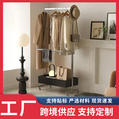 中古主卧带轮衣帽架可移动双层挂衣服置物架家用卧室落地挂衣架