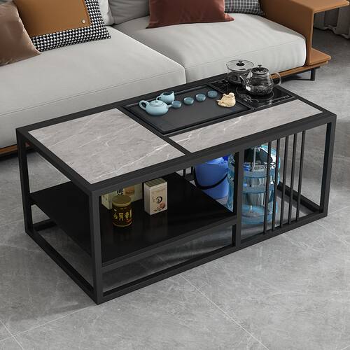 茶几泡茶一体客厅家用简约组合轻奢办公室岩板功夫茶台一整套茶桌