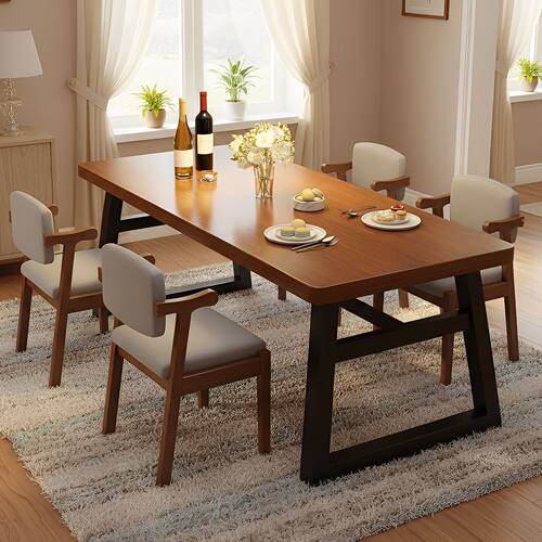 餐桌家用小户型现代简约客厅长方形餐饮商用桌椅吃饭桌子出租房用