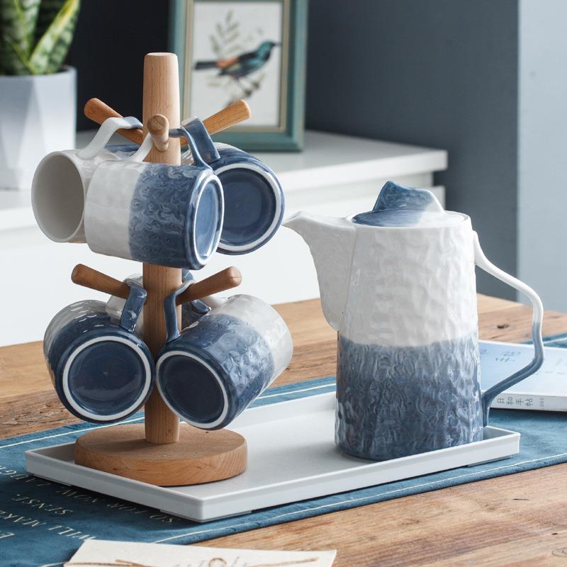 5ZW杯具套装家用水杯客厅水具茶杯茶壶渐变陶瓷杯子茶具套杯套装