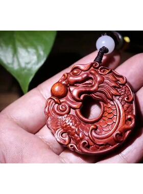 印度小叶紫檀鱼化龙吊坠龙鱼毛衣链配件把件吉祥车挂项链紫檀挂件