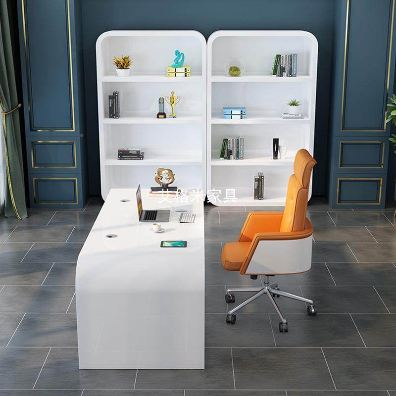 创意约烤漆老板桌简询现DBT6587代色白医美咨桌大班台时尚总裁桌