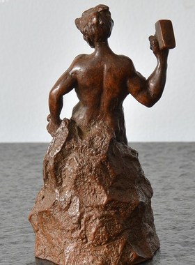 中式古典励志人物雕像自我完善手工铜器摆件纯铜收藏礼品赠送复古