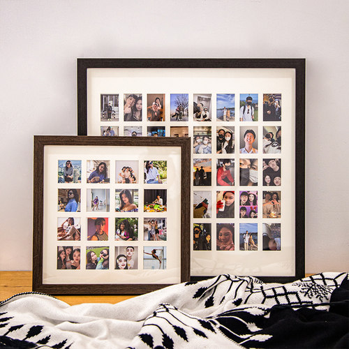 48/100宫格实木情侣diy相框定制结婚纱照片挂墙纪念生日礼物摆台