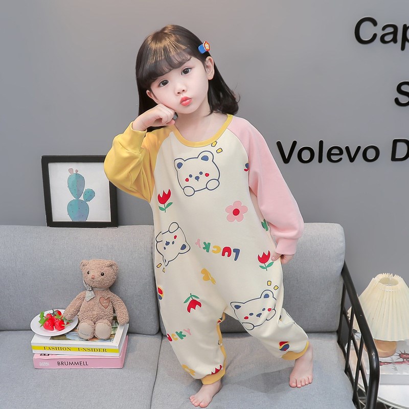女童春秋连体睡衣女宝宝卡通爬服家居服儿童秋季可爱女孩纯棉睡袋