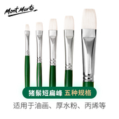 蒙玛特 猪鬃笔毛适用油画 短扁峰油画笔单支平头画笔套装