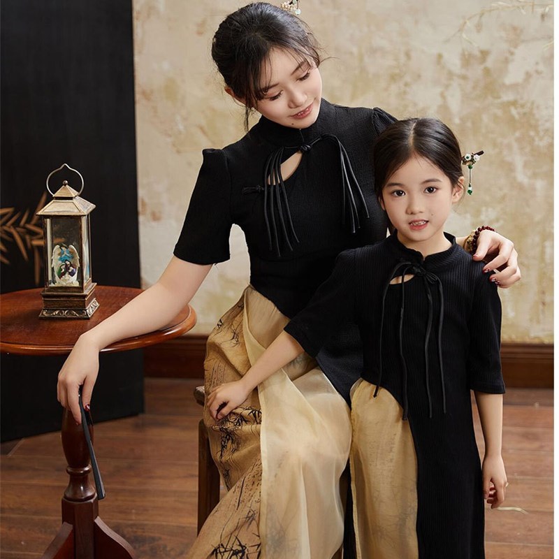 新中式国风改良旗袍母女亲子装2024早春新款高级感古风半裙马面裙