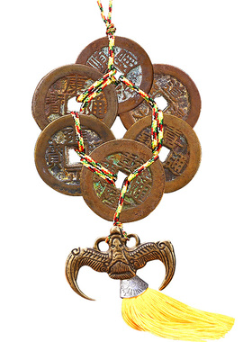 五帝钱真品过门石下压的五帝钱铜钱古币挂件六帝招財古钱币压门槛