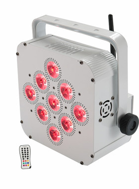 充电舞台灯全彩帕灯9颗六合一无线LEDpar婚庆演出电池摇控染色灯