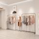 店铺U型货架童装 服装 店展示架落地简约不锈钢拉丝银色挂衣架女装