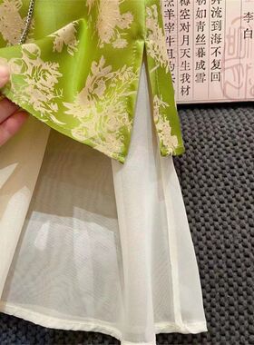 女童新中式连衣裙2024春装新款童装汉服宝宝碎花裙国风儿童旗袍裙