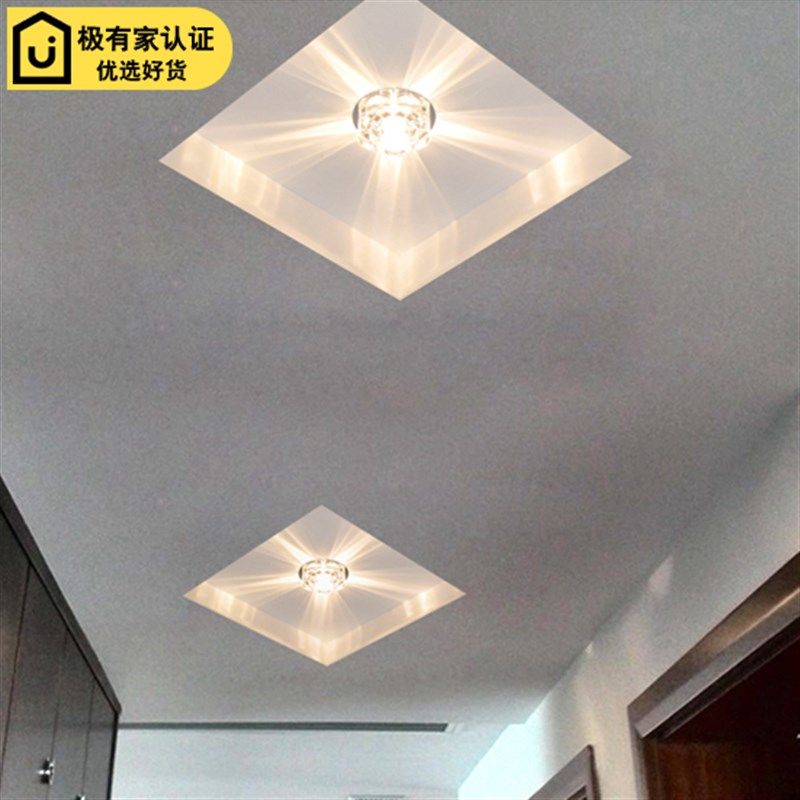 LED水晶射灯筒灯过道灯天花灯玄关吸顶灯明暗装客厅背景墙孔灯,家装灯饰光源,嵌入式射灯,淘宝优惠券,粉丝福利购,淘宝优惠卷