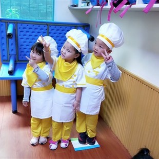 儿童小厨师表演服装 幼儿园厨师职业工作服 小朋友厨师衣服演出服