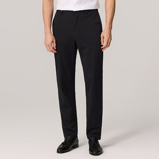 BONI/堡尼薄款休闲裤高弹黑色灰色长裤子夏季弹性深色裤VKL86113A