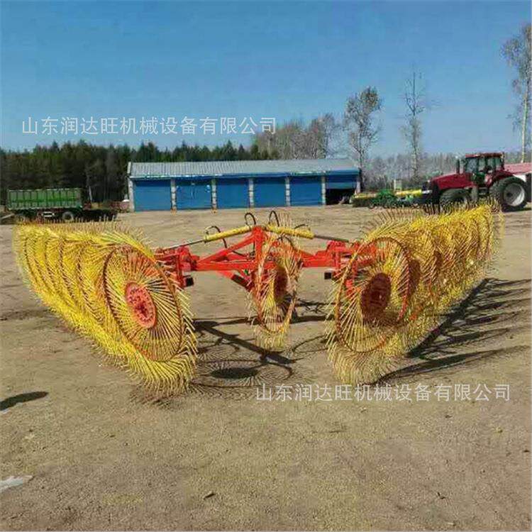 8盘旋转式搂草耙子 苜蓿牧草指盘式搂草机 麦田秸秆清理搂草机