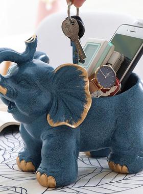 个性放钥匙的收纳盒玄关创意门口摆件桌面装饰大象收纳盒北欧