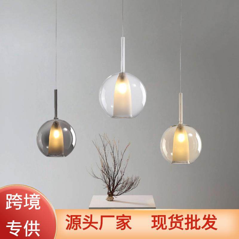 北欧创意玻璃小吊灯餐厅吧台泡泡玻璃小吊灯多头组合楼梯长吊灯