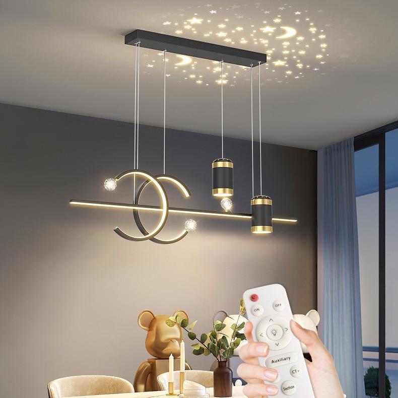 LED餐厅吊灯 简约现代餐桌灯具吧台客厅吊灯创意星空灯月亮星星灯