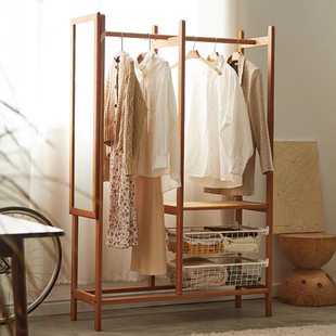 北美樱桃木衣帽架落地卧室家用挂衣架北韩衣帽架置物架衣家归属