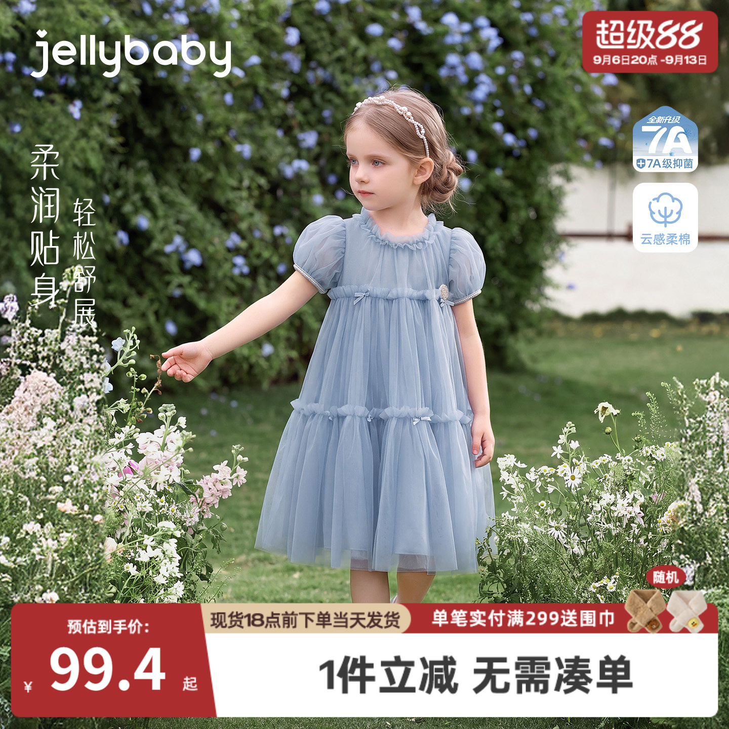 儿童裙子2026新款夏季宝宝网纱裙夏装小女孩长裙蓬蓬裙公主裙女童