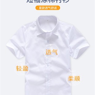 儿童校服涤棉衬衣女童小孩中大童演出服 春夏季 男童白衬衫 表演短袖