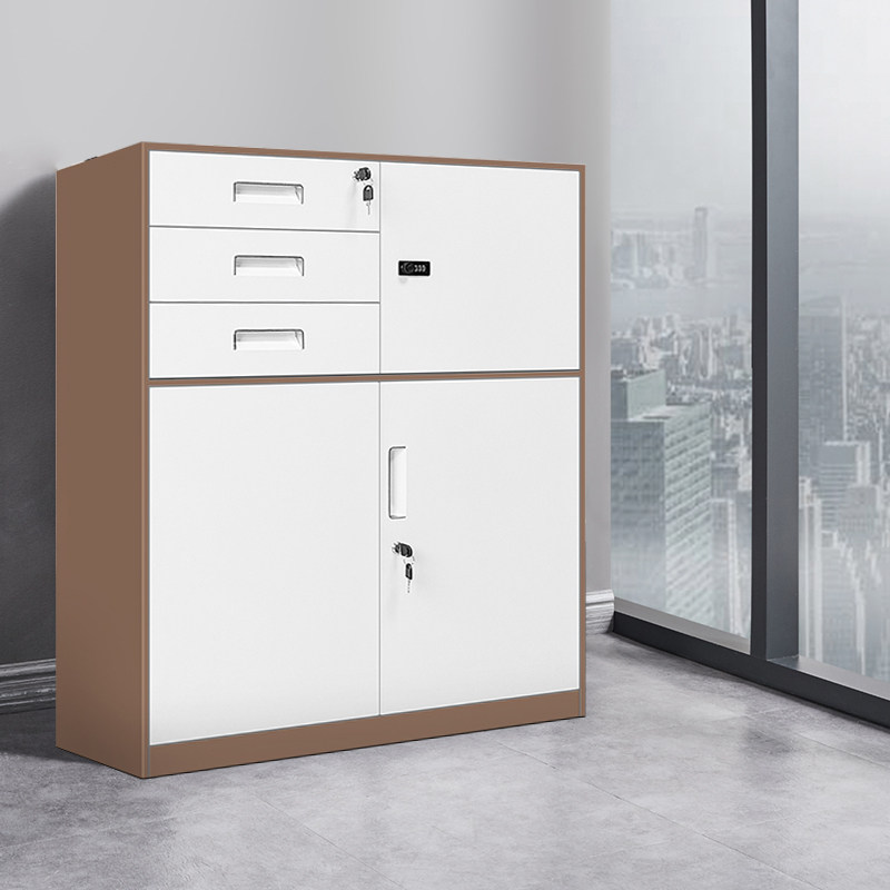 文件柜铁皮小矮柜A4资料收纳打印机置放储物柜抽屉带锁桌边桌下柜