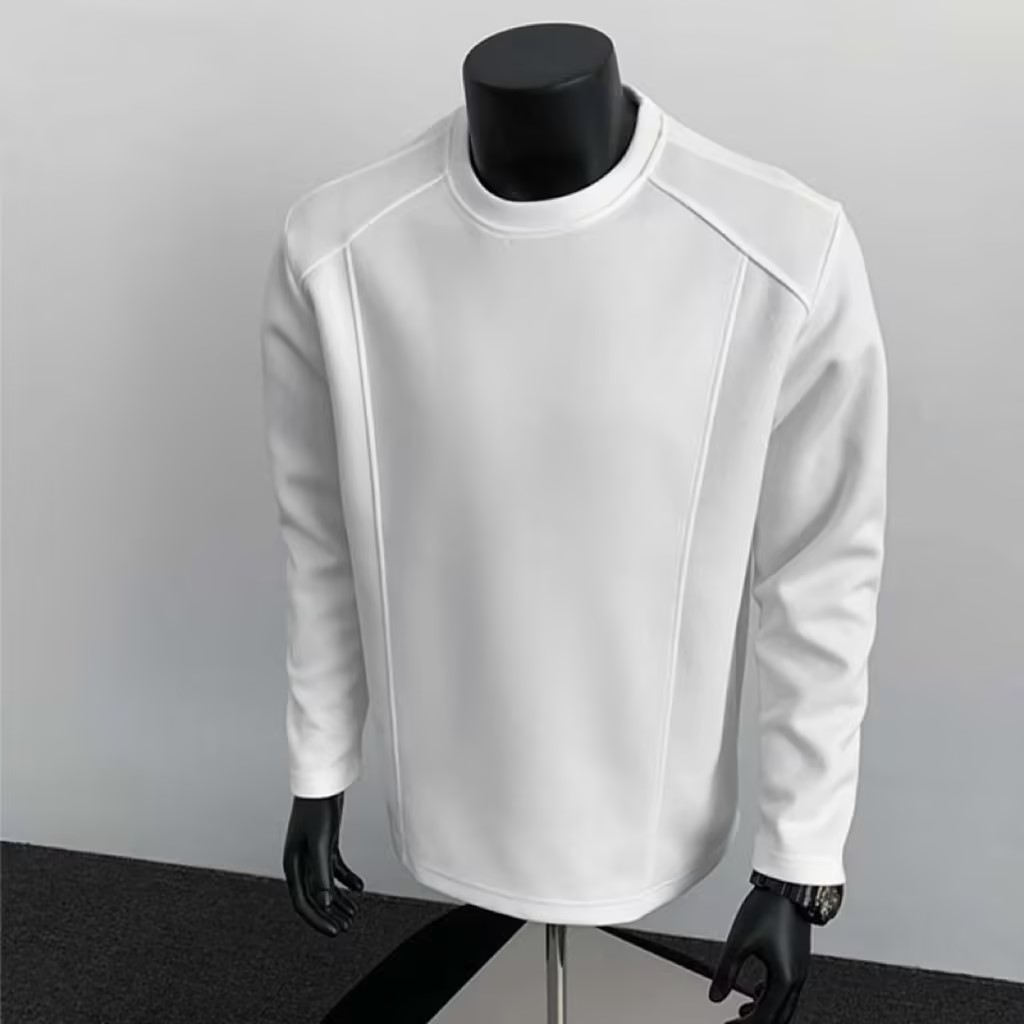 新款美式无帽圆领卫衣男秋季拼接解构设计男士长袖T恤打底衫XX