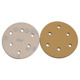 5寸植绒圆盘自粘6孔黄砂皮汽车补漆美容气动打磨腻子粉抛光砂纸