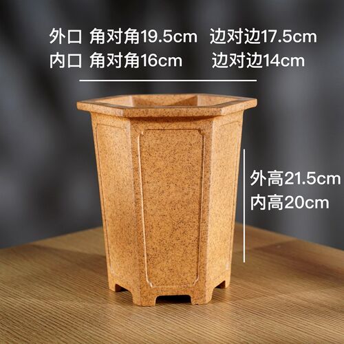 新款宽口奎面飘口精细刻绘原矿段泥柴烧名家唯珍高六方紫砂兰花盆