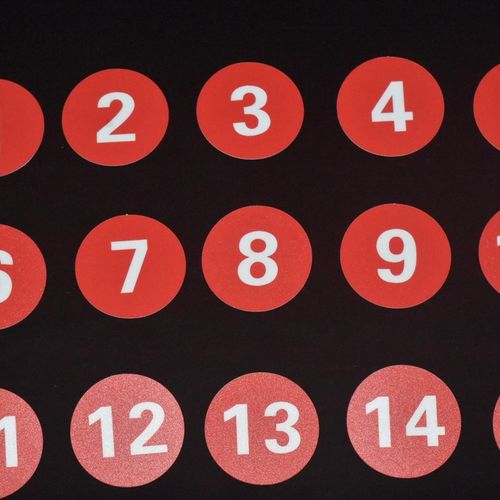 防水防油磨砂PVC塑片不干胶数字号码序编号餐馆桌号贴柜子机器贴