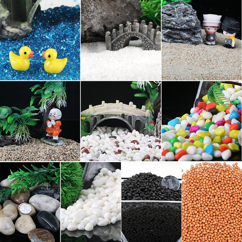 鱼缸底砂造景水族箱装饰天然底沙鱼缸沙子石头摆件造景底砂5斤装