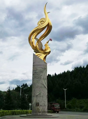 大型公园园林石柱子浮雕景观雕塑户外建筑物工艺术品庭院装饰摆件