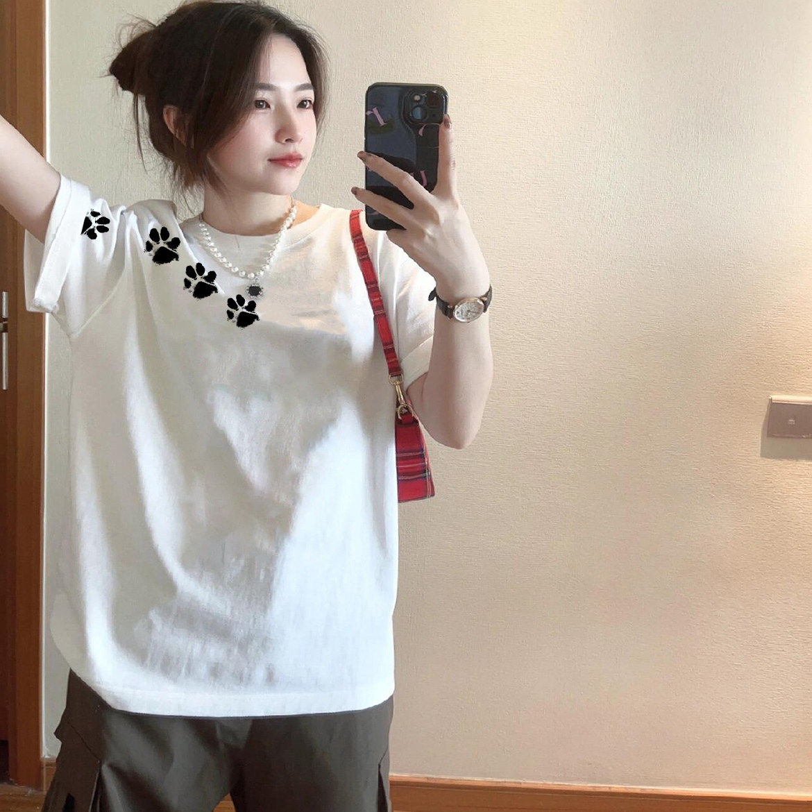 重磅纯棉美式复古白色短袖T恤女2026新款爆款夏宽松百搭半袖上衣