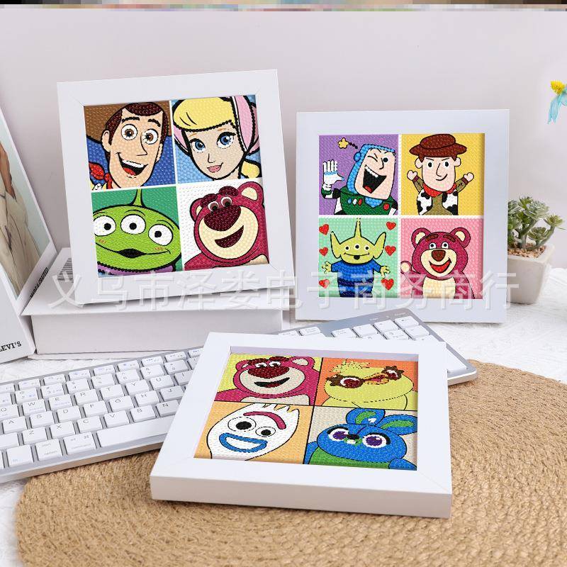 玩具总动员钻石画太空人小学生儿童手工diy钻石贴画草莓熊砖石画