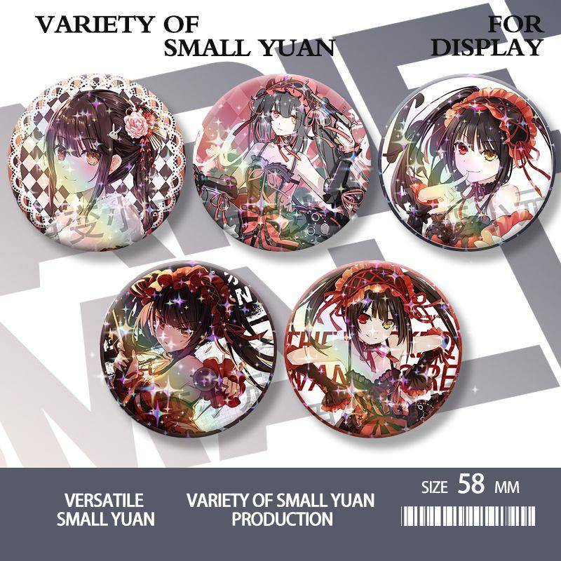 约会大作战时崎狂三吧唧谷子镭射碎玻璃徽章胸针生日礼物马口铁女