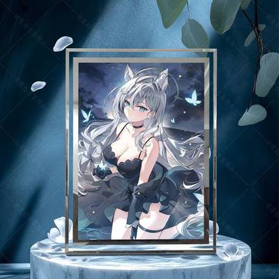 蔚蓝档案砂狼白子恐怖黑子二次元游戏周边水晶玻璃透明相框摆件