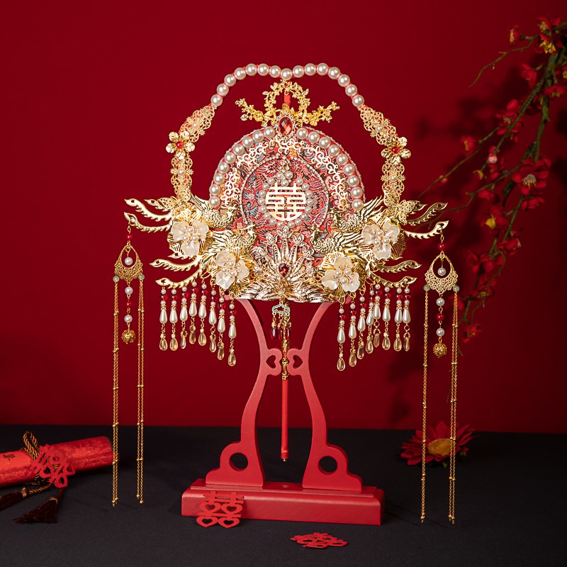 舞绣缘团扇diy材料包重工高级古风手捧花新中式结婚新娘出嫁喜扇