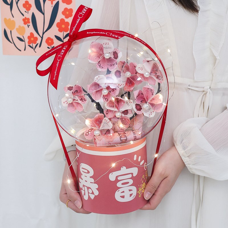 创意暴富桶惊喜浪漫DIY生日礼物发财树抱抱桶材料包送女朋友闺蜜