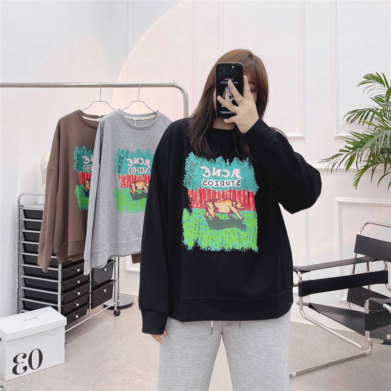 宛宛家大码女装胖mm长袖上衣2022早秋新款韩版百搭设计感显瘦卫衣