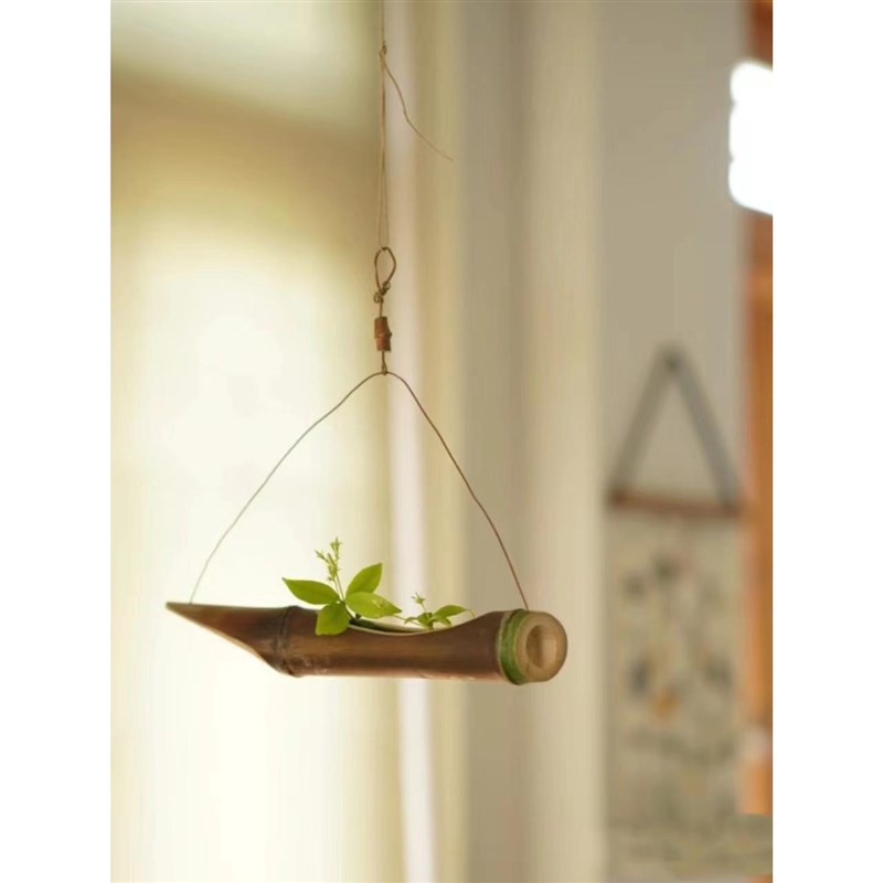 锻记空间装饰自在钩竹子插花器花艺插花底座固定皿日式烛台中式