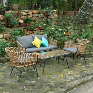 户外休闲藤编沙发椅花园庭院室外漏天台编藤沙发阳台双人沙发组合