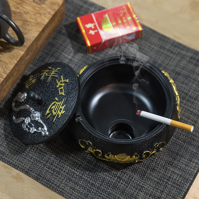 带盖烟灰缸创意多功能个性家用潮流大气简约客厅防飞灰防风大烟缸