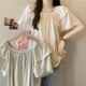 孕妇装 清新文艺宽松显瘦遮肚小个子上衣 衬衫 2025简约方领短袖 夏季