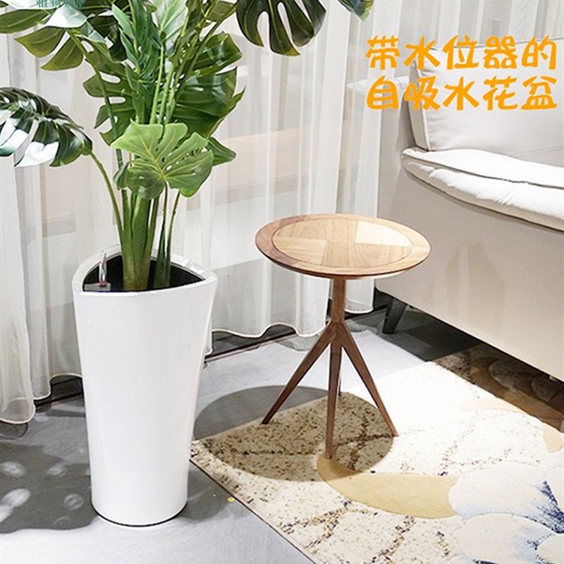 莱之秀千桶自吸水花盆植物现代简约高档树脂大号瘦高细高盆特大号