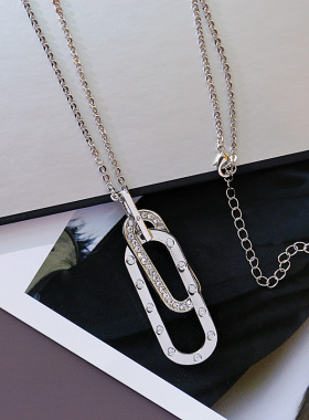 2021年新款潮银色毛衣链长款项链秋冬卫衣配饰高级感装饰挂件爆款