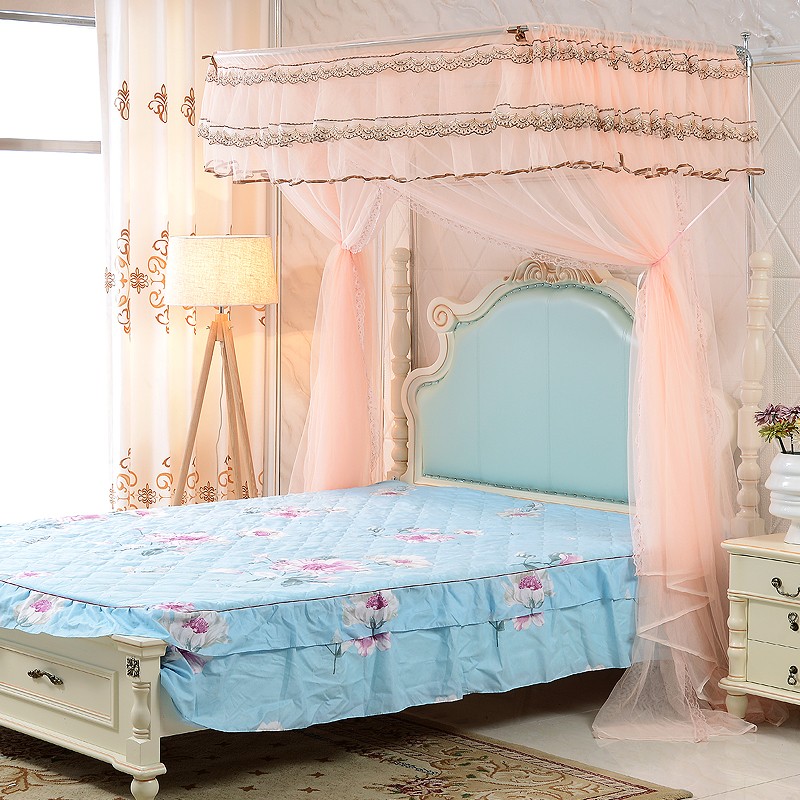 u型钓鱼竿伸缩不锈钢支架1.5米1.8m三开门不打墙落地压脚家用蚊帐